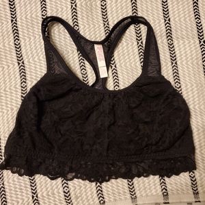 PINK, black lace bralette